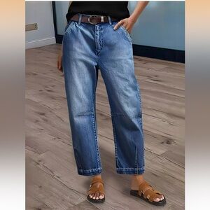 NWT Flamingals Wash Stitch Detail Mid Rise Leg Crop JeansSize XS